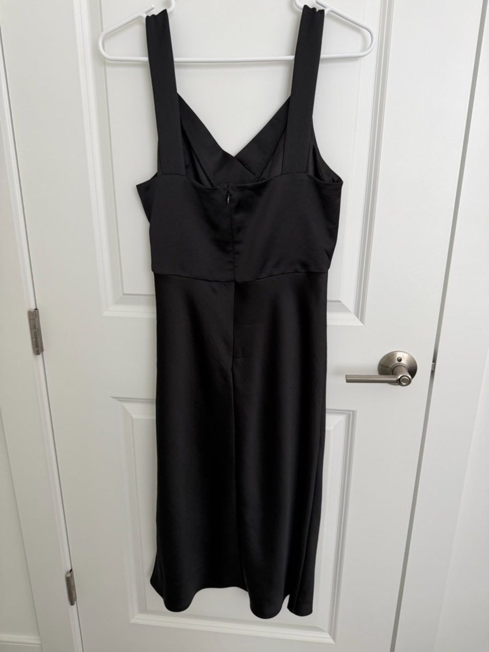 Express Black Midi V-Neck Satin-Panel Dress - Picture 2 of 2